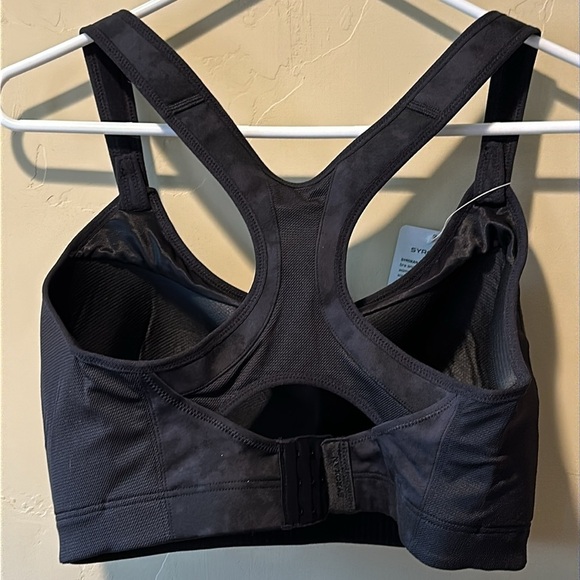 NWT Sports Bra High Impact athletic Front Adjustable straps gray/black Sz 36H - Picture 4 of 5